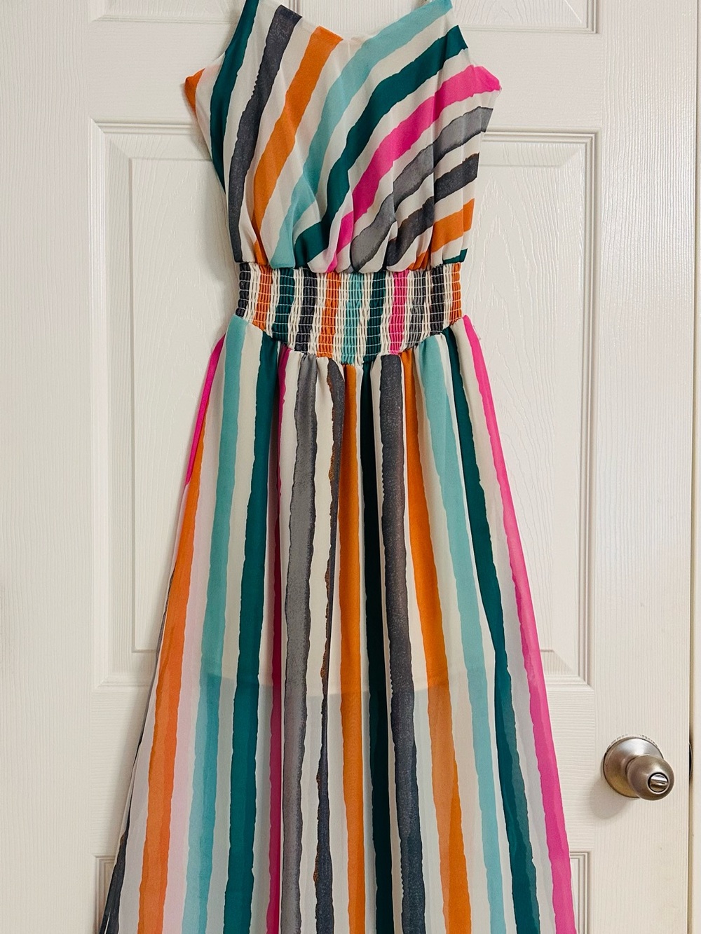 American Rag Colorblock Maxi Dress in Teal, Aqua, Orange and Cream